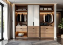 Armadi moderni in un ambiente elegante e funzionale