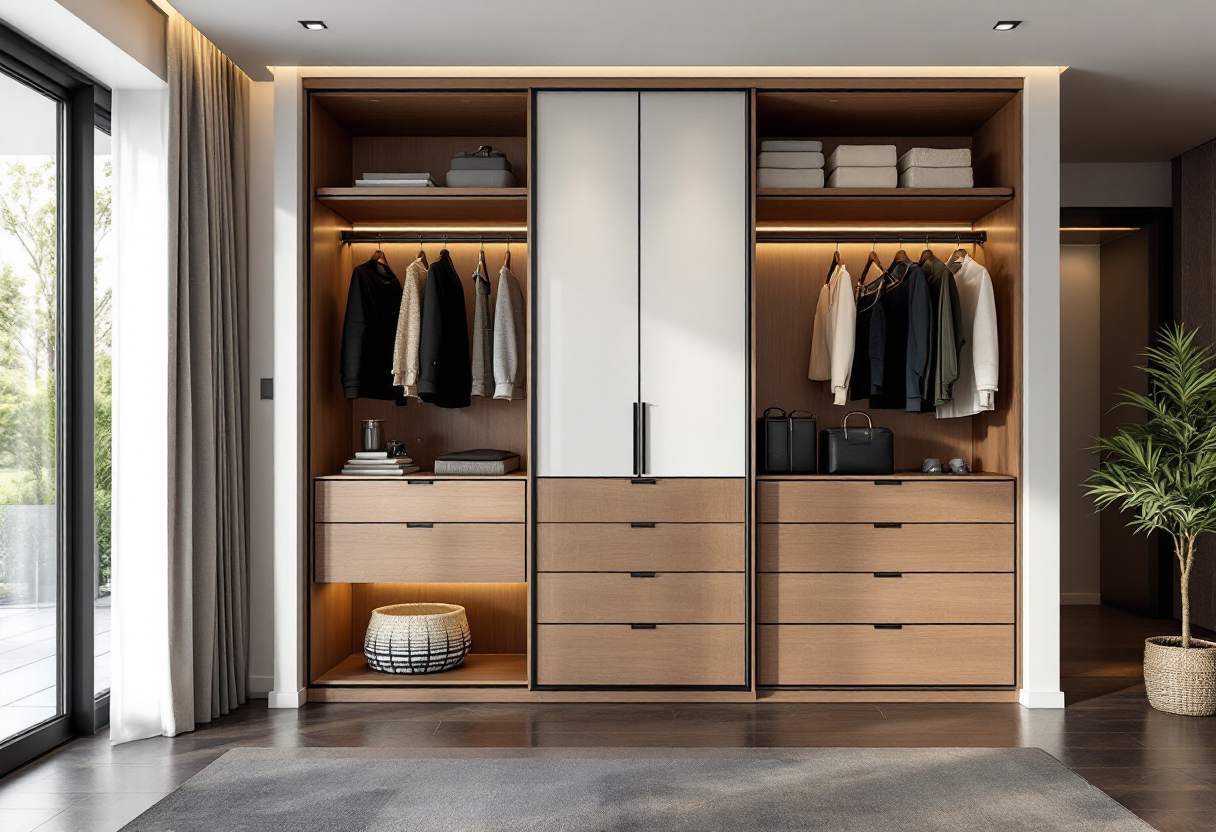 Armadi moderni in un ambiente elegante e funzionale