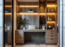 Armadio trasformato in ufficio elegante e funzionale