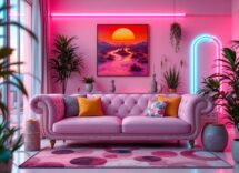 Immagine di arredamento in stile Vaporwave con colori pastello