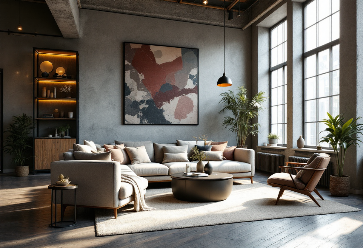 Interno di un ambiente arredato in stile industrial soft
