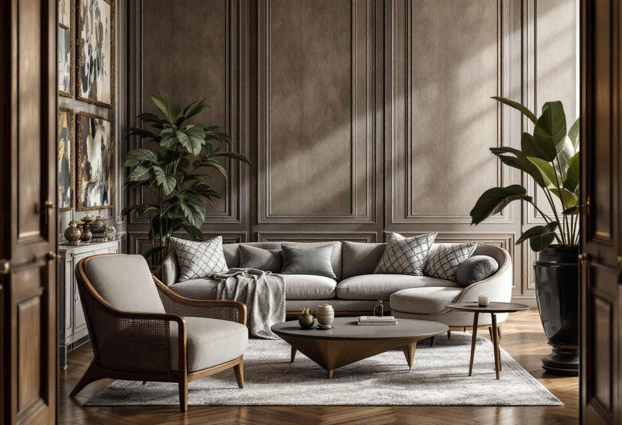 Arredamento elegante che unisce stili antichi e moderni