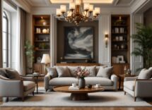 Soggiorno elegante e funzionale con arredi moderni