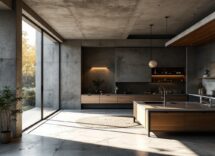 Interni con arredo brutalista, stile audace e moderno