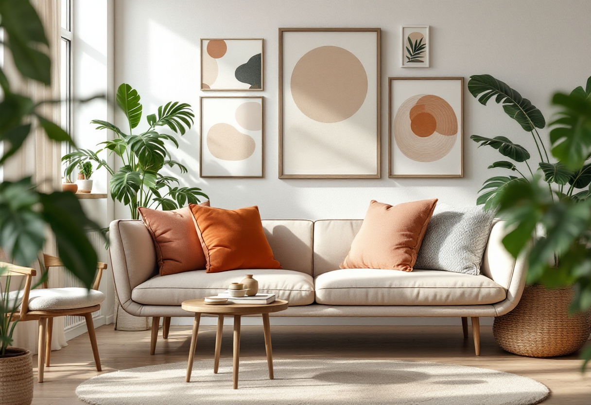 Interno di una casa minimalista con arredi semplici