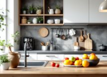 Cucina moderna nascosta con design elegante e funzionale