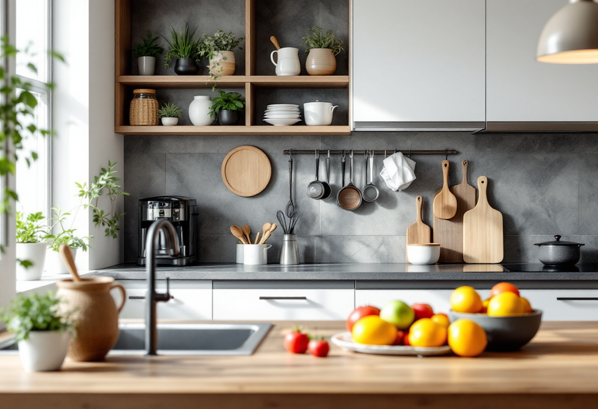 Cucina moderna nascosta con design elegante e funzionale