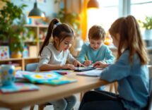 Bambini che apprendono l'educazione digitale