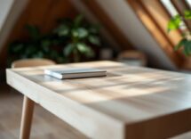 Mansarda trasformata in un elegante angolo studio