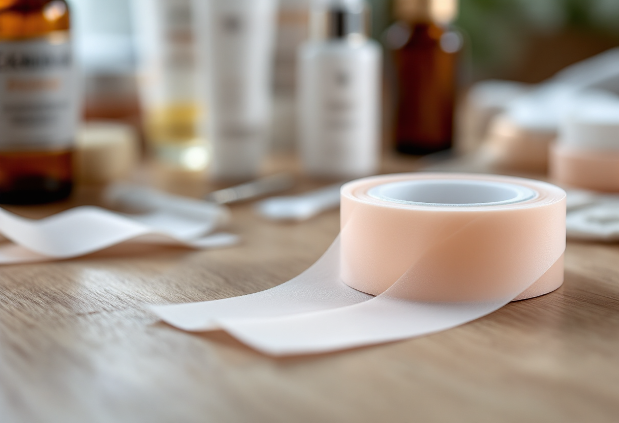 Tecnica di face taping per un viso ringiovanito