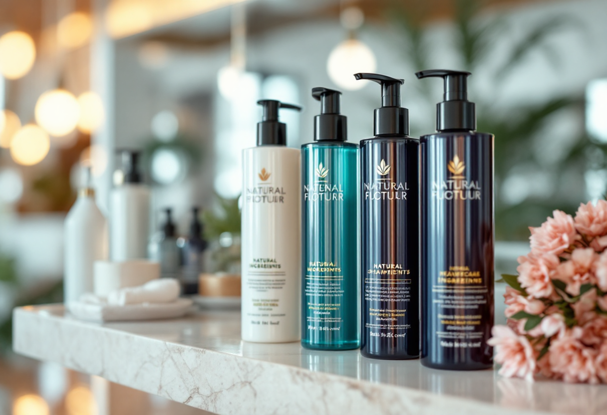 Immagine di vari shampoo per capelli in un negozio