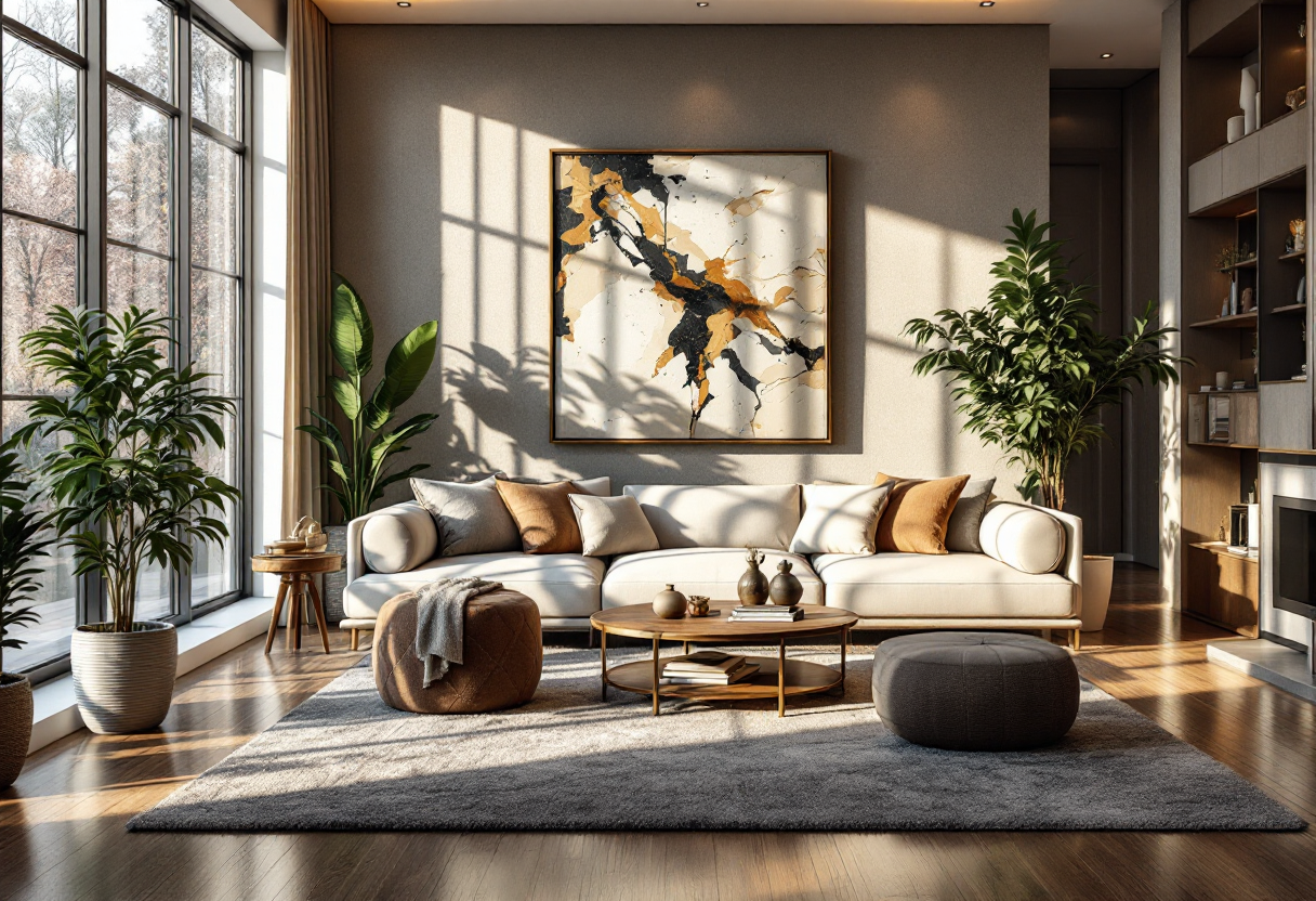 Rinnovamento elegante dell'ambiente living con decorazioni moderne