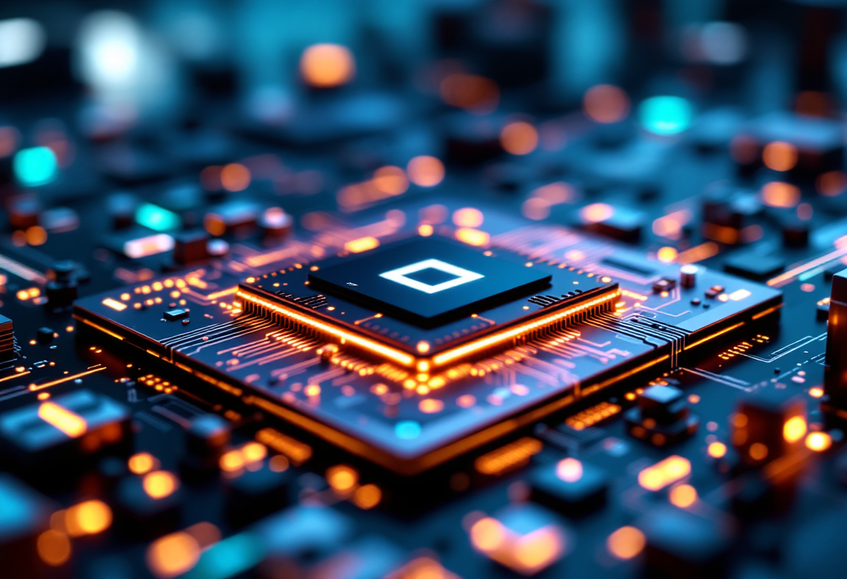 Immagine del processore quantistico Majorana 1 con qubit topologici