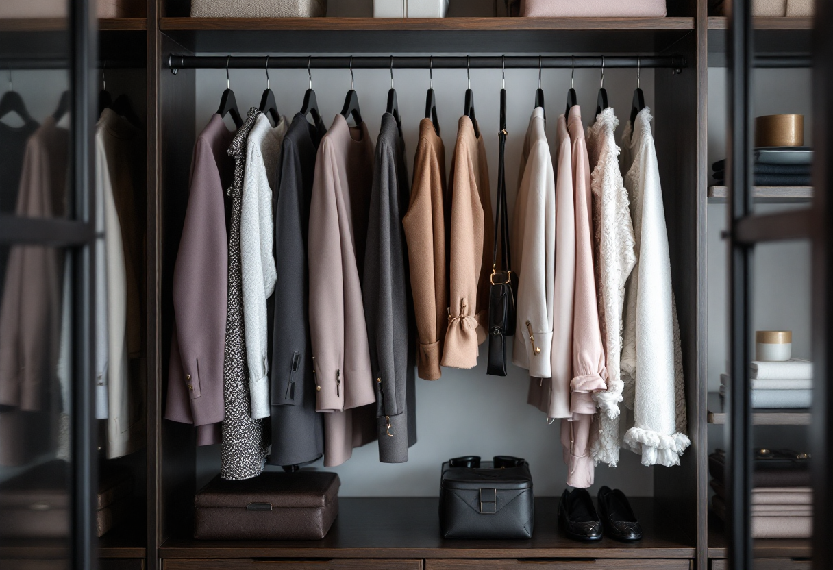 Armadio ben organizzato con stile e funzionalità