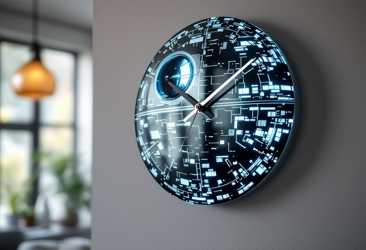 Orologio da parete ispirato a Star Wars con design galattico