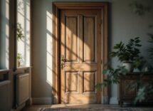 Porta in legno decorata in stile shabby chic