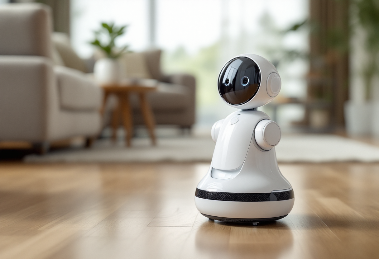 Un robot domestico che svolge compiti in casa