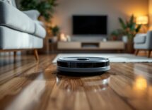 Robot aspira e lava pavimenti in azione