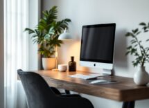 Scrivania moderna salvaspazio in un ambiente elegante