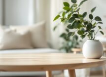 Interno di una casa in stile minimal zen con decorazioni semplici