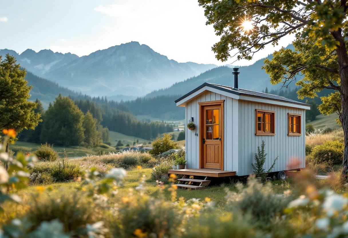 Una tiny house immersa nella natura verde