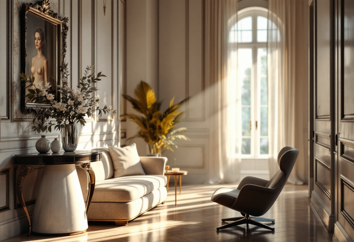 Anticamera elegante e moderna con elementi di design