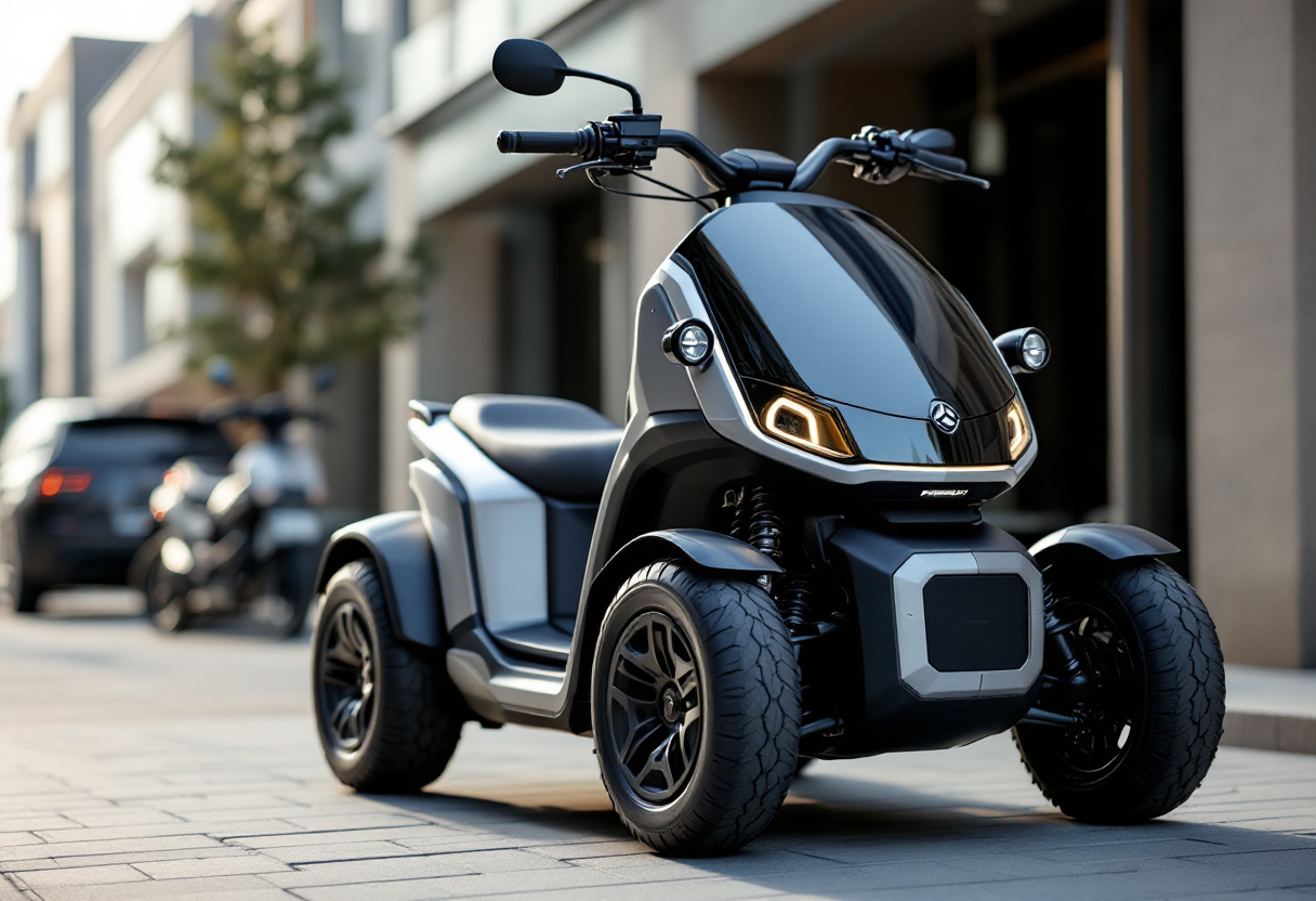 Quadriciclo elettrico W300 in movimento su strada italiana