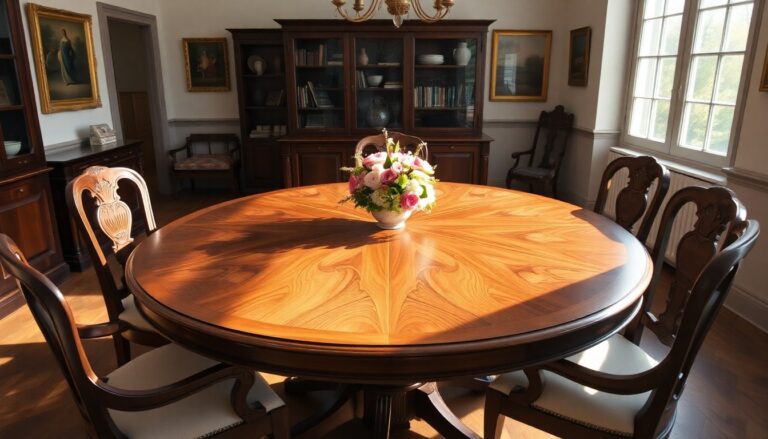 tavolo rotondo in noce dell800 eleganza e stile senza tempo 1765407525