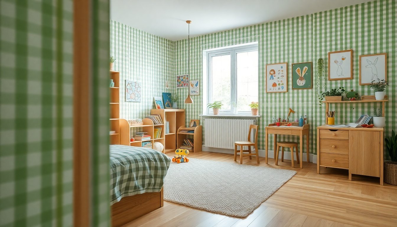 trasforma la camera di eric con la carta da parati vichy verde idee e ispirazioni 1768249631