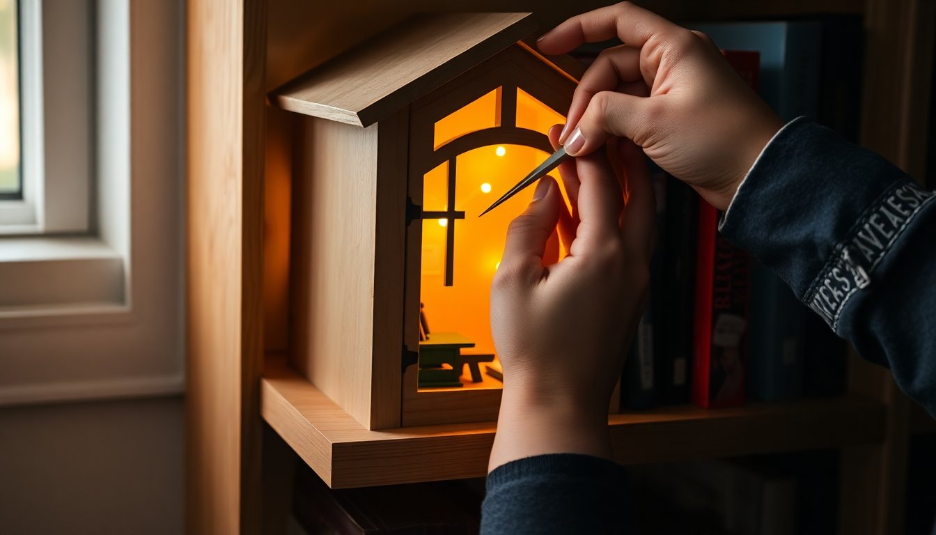 kit book nook fai da te come trasformare la libreria con una miniatura illuminata 1773671979