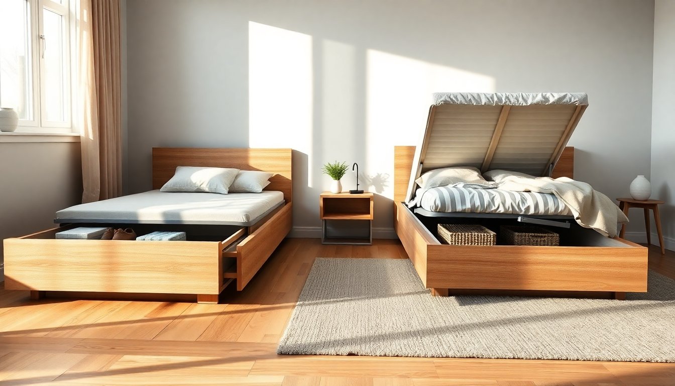 Confronto tra letto con cassetti e letto contenitore per ottimizzare lo spazio