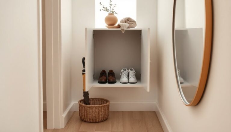 Scarpiera a parete 2 vani bianco effetto legno salvaspazio