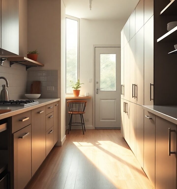 Soluzioni pratiche per una cucina in una stanza stretta e lunga
